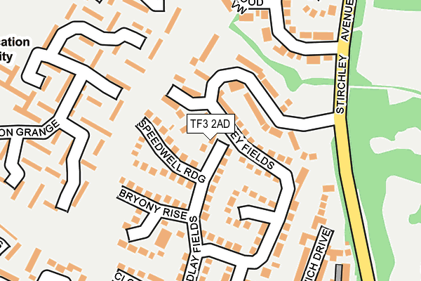 TF3 2AD map - OS OpenMap – Local (Ordnance Survey)