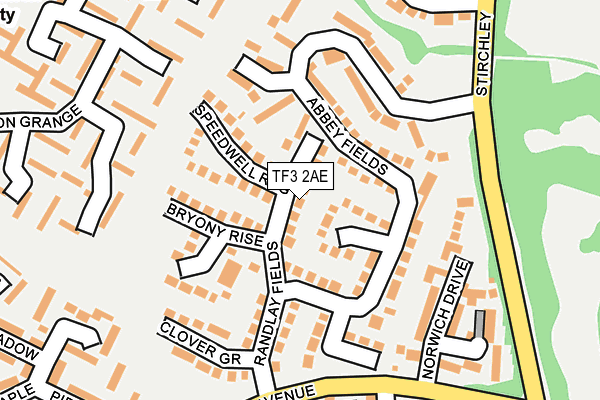 TF3 2AE map - OS OpenMap – Local (Ordnance Survey)