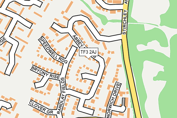 TF3 2AJ map - OS OpenMap – Local (Ordnance Survey)