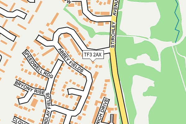 TF3 2AX map - OS OpenMap – Local (Ordnance Survey)