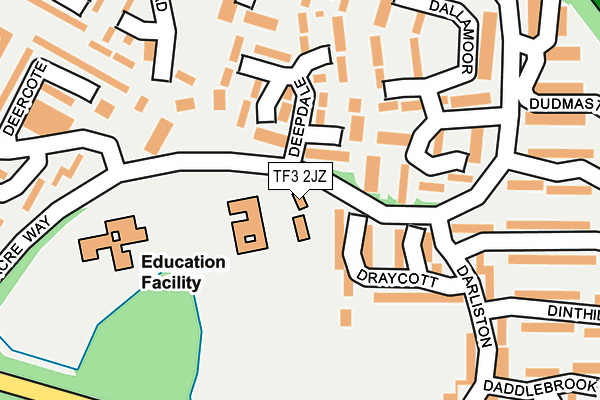 TF3 2JZ map - OS OpenMap – Local (Ordnance Survey)