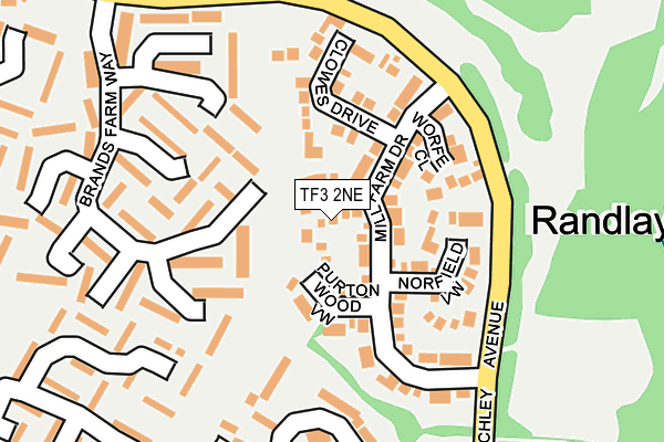 TF3 2NE map - OS OpenMap – Local (Ordnance Survey)