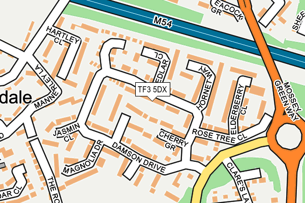 TF3 5DX map - OS OpenMap – Local (Ordnance Survey)