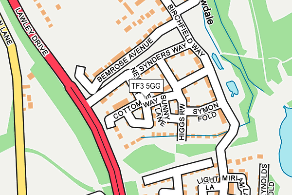 TF3 5GG map - OS OpenMap – Local (Ordnance Survey)