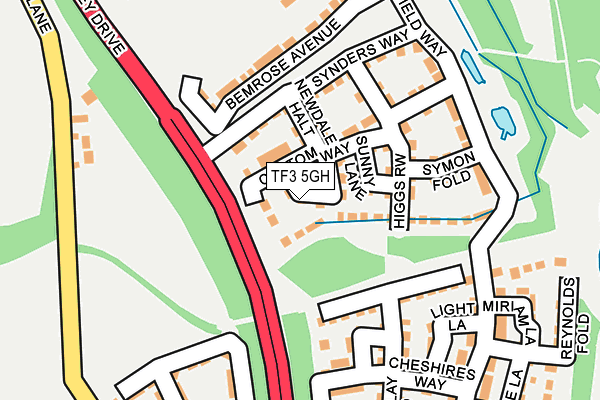 TF3 5GH map - OS OpenMap – Local (Ordnance Survey)