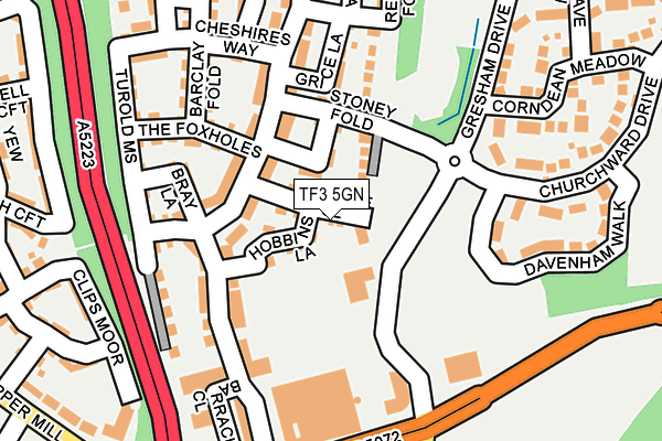 TF3 5GN map - OS OpenMap – Local (Ordnance Survey)