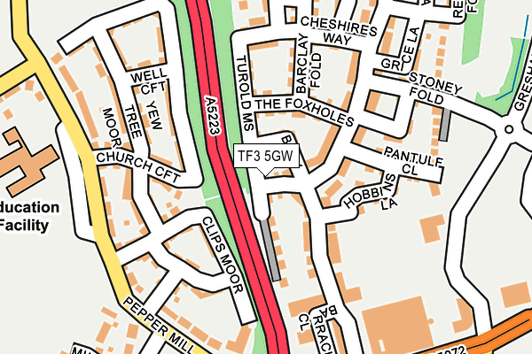 TF3 5GW map - OS OpenMap – Local (Ordnance Survey)
