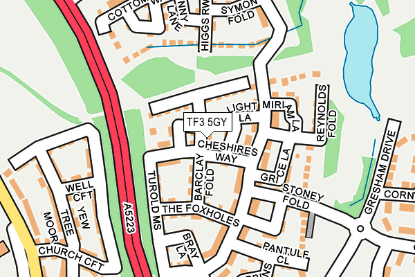 TF3 5GY map - OS OpenMap – Local (Ordnance Survey)