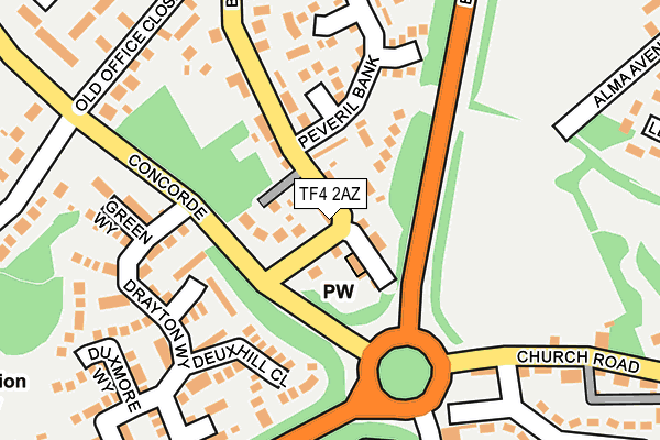 TF4 2AZ map - OS OpenMap – Local (Ordnance Survey)