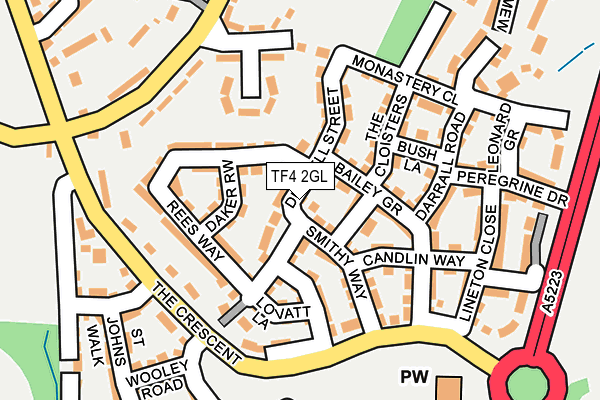 TF4 2GL map - OS OpenMap – Local (Ordnance Survey)