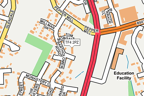 TF4 2PZ map - OS OpenMap – Local (Ordnance Survey)