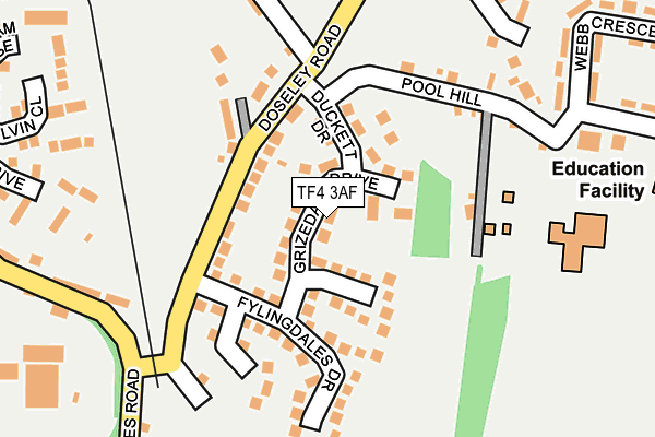 TF4 3AF map - OS OpenMap – Local (Ordnance Survey)