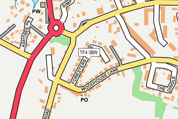 TF4 3BW map - OS OpenMap – Local (Ordnance Survey)