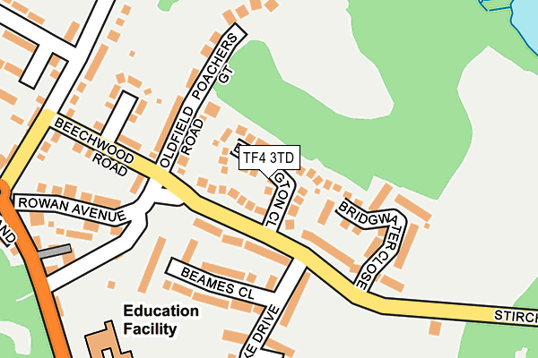 TF4 3TD map - OS OpenMap – Local (Ordnance Survey)