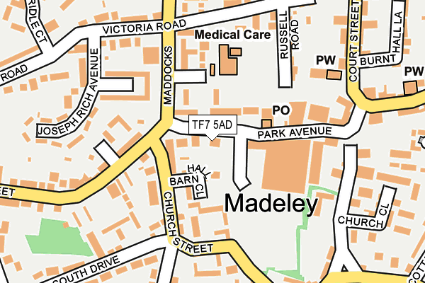 TF7 5AD map - OS OpenMap – Local (Ordnance Survey)