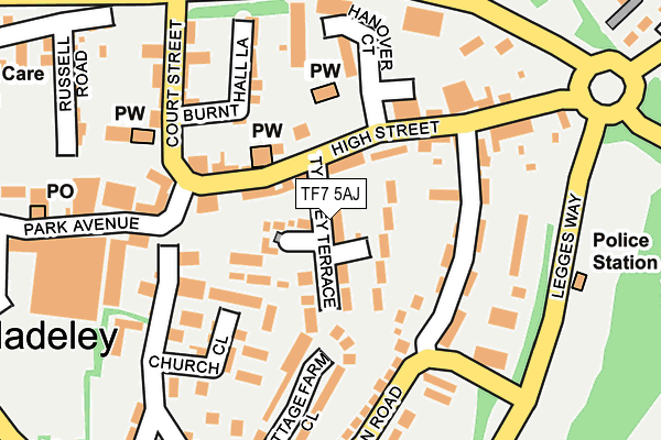 TF7 5AJ map - OS OpenMap – Local (Ordnance Survey)