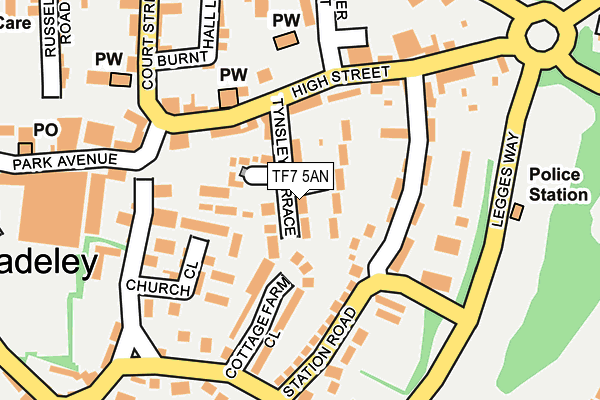 TF7 5AN map - OS OpenMap – Local (Ordnance Survey)