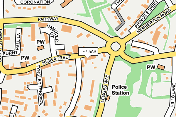 TF7 5AS map - OS OpenMap – Local (Ordnance Survey)