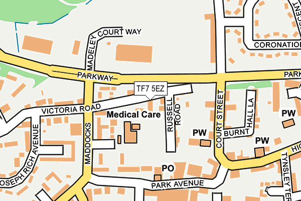 TF7 5EZ map - OS OpenMap – Local (Ordnance Survey)