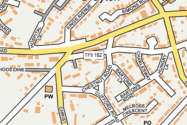 TF9 1BZ map - OS OpenMap – Local (Ordnance Survey)