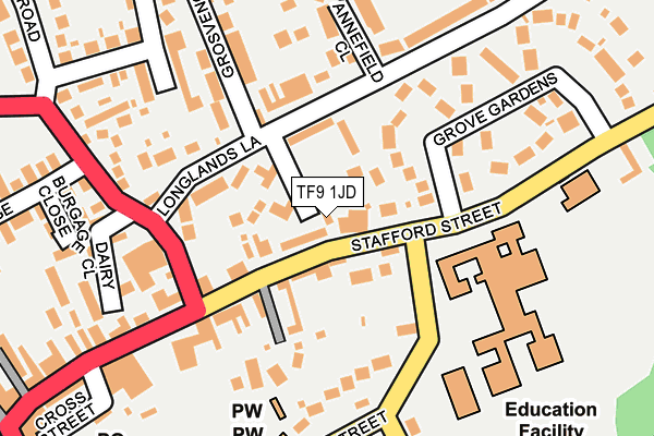 TF9 1JD map - OS OpenMap – Local (Ordnance Survey)