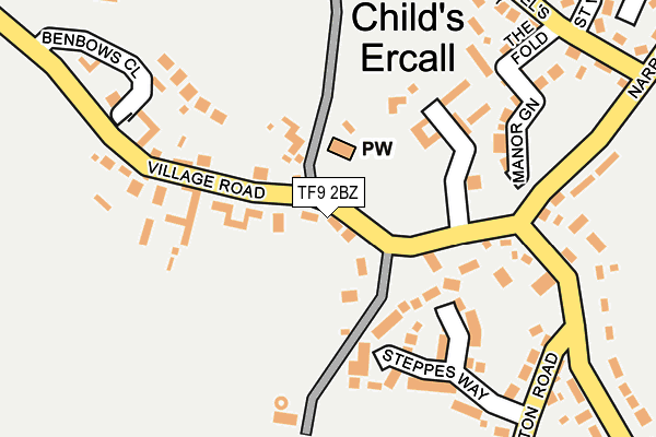 TF9 2BZ map - OS OpenMap – Local (Ordnance Survey)