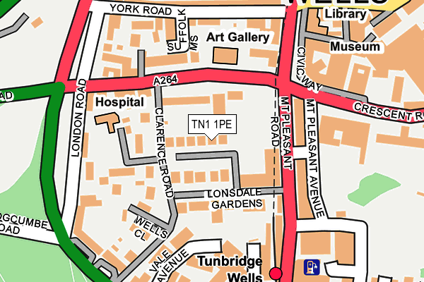 TN1 1PE map - OS OpenMap – Local (Ordnance Survey)