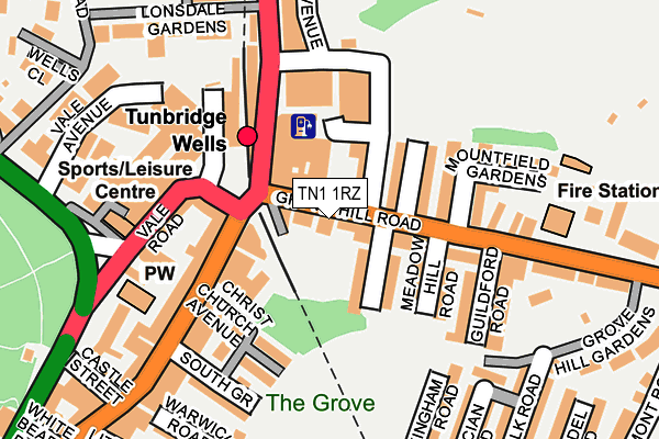 TN1 1RZ map - OS OpenMap – Local (Ordnance Survey)