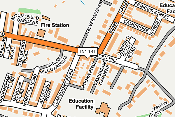 TN1 1ST map - OS OpenMap – Local (Ordnance Survey)