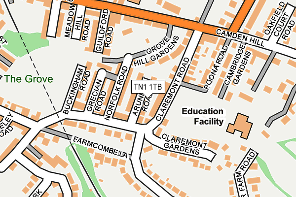 TN1 1TB map - OS OpenMap – Local (Ordnance Survey)