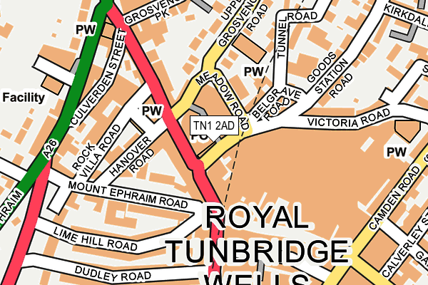 TN1 2AD map - OS OpenMap – Local (Ordnance Survey)