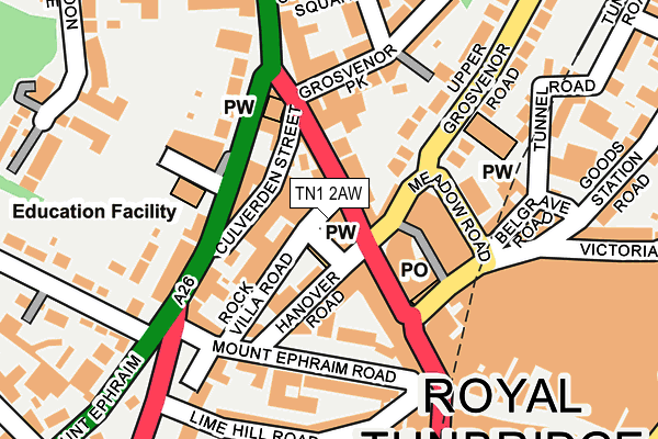 TN1 2AW map - OS OpenMap – Local (Ordnance Survey)