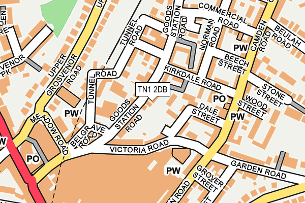 TN1 2DB map - OS OpenMap – Local (Ordnance Survey)