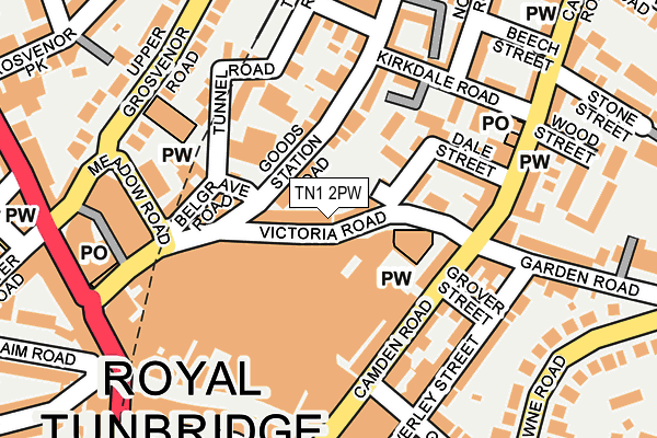 TN1 2PW map - OS OpenMap – Local (Ordnance Survey)