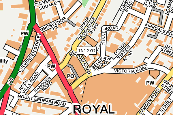 TN1 2YG map - OS OpenMap – Local (Ordnance Survey)