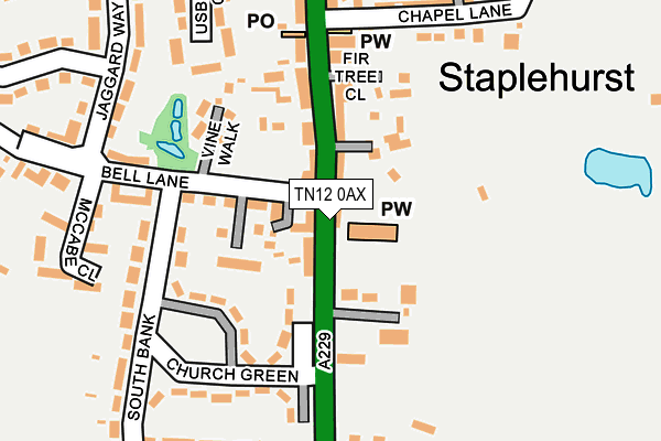 TN12 0AX map - OS OpenMap – Local (Ordnance Survey)