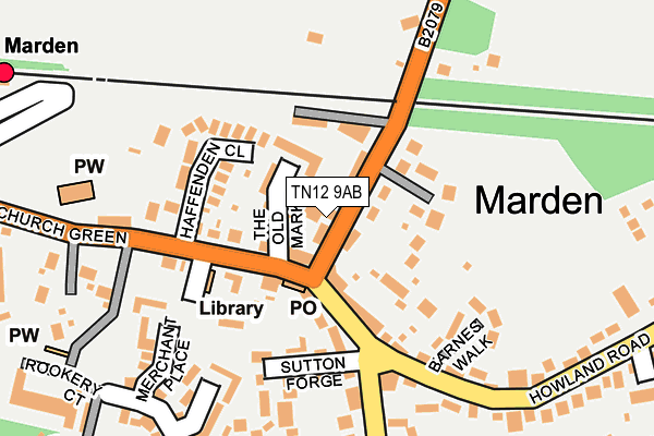 TN12 9AB map - OS OpenMap – Local (Ordnance Survey)
