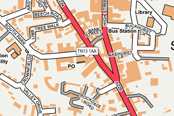 TN13 1AA map - OS OpenMap – Local (Ordnance Survey)