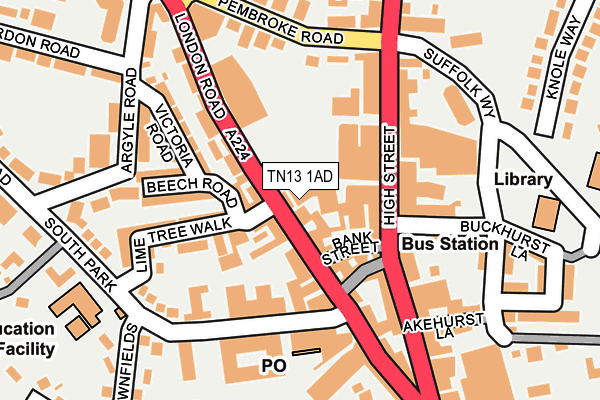 TN13 1AD map - OS OpenMap – Local (Ordnance Survey)