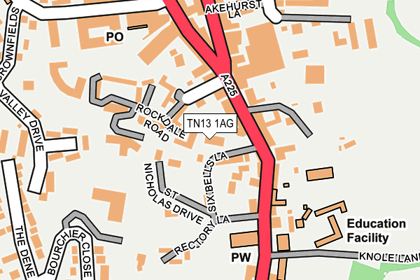 TN13 1AG map - OS OpenMap – Local (Ordnance Survey)