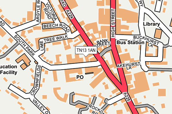 TN13 1AN map - OS OpenMap – Local (Ordnance Survey)