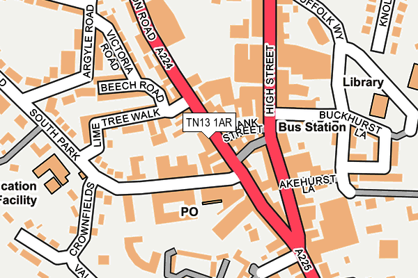 TN13 1AR map - OS OpenMap – Local (Ordnance Survey)