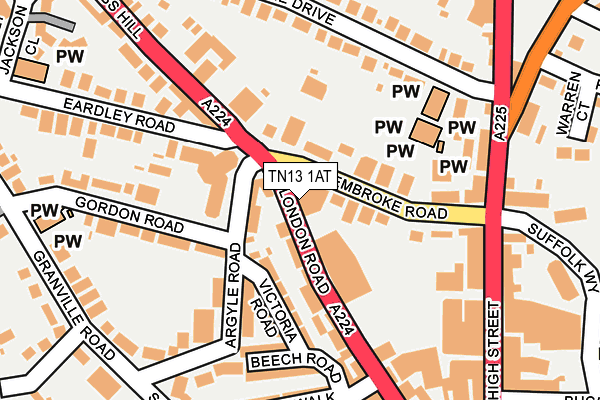 TN13 1AT map - OS OpenMap – Local (Ordnance Survey)