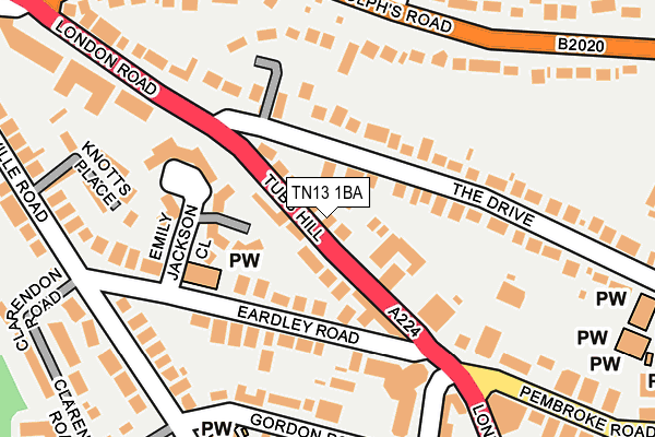 TN13 1BA map - OS OpenMap – Local (Ordnance Survey)