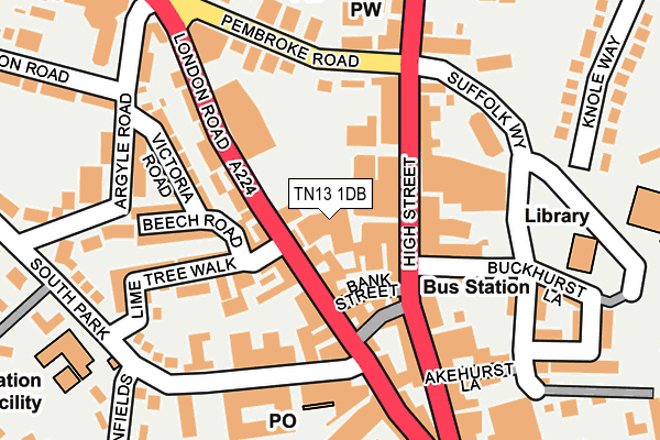 TN13 1DB map - OS OpenMap – Local (Ordnance Survey)