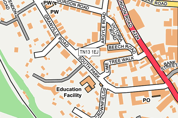 TN13 1EJ map - OS OpenMap – Local (Ordnance Survey)