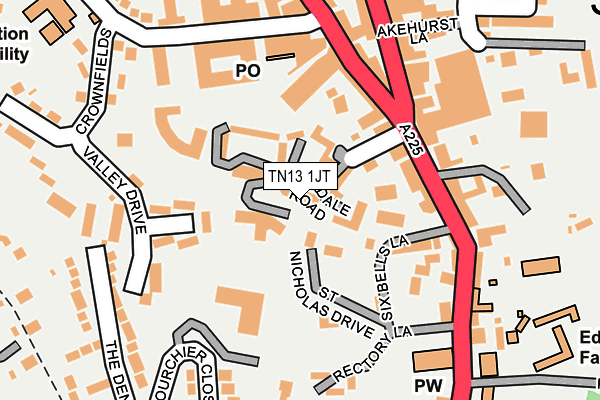 TN13 1JT map - OS OpenMap – Local (Ordnance Survey)