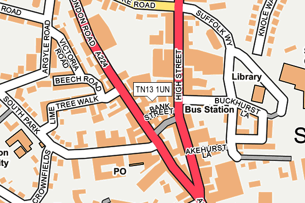 TN13 1UN map - OS OpenMap – Local (Ordnance Survey)