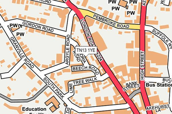 TN13 1YE map - OS OpenMap – Local (Ordnance Survey)