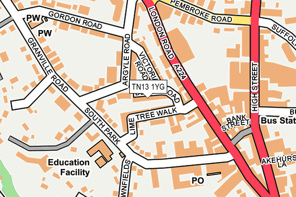TN13 1YG map - OS OpenMap – Local (Ordnance Survey)